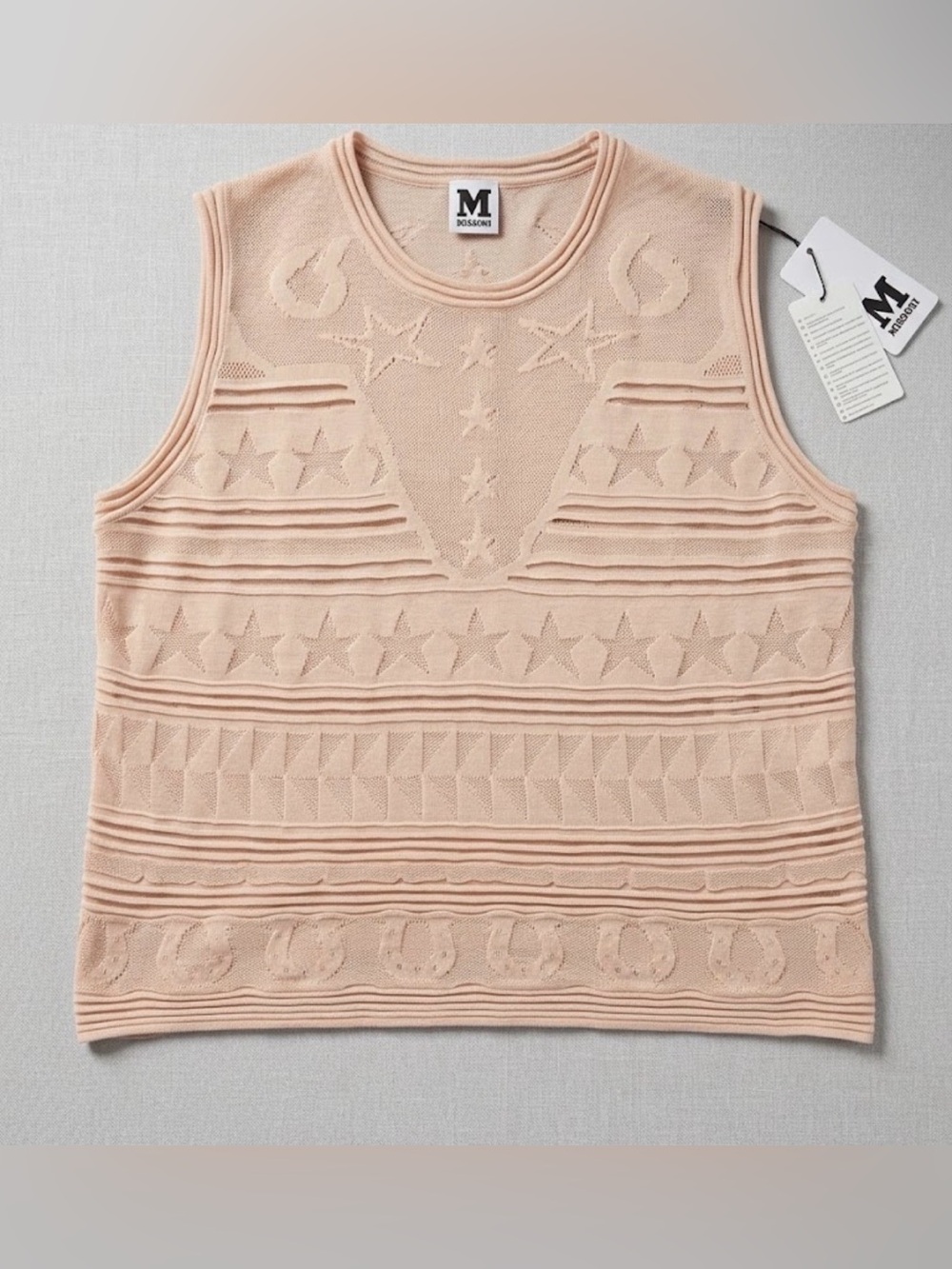 M by Missoni Peach Textured Knit Sleeveless Tank Top with flaw Italian 46